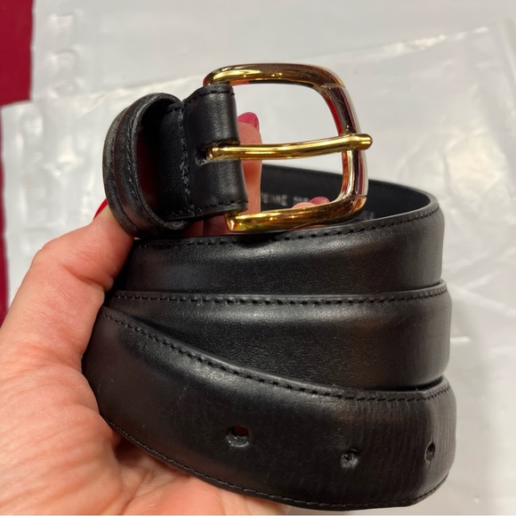 Yoder Dept. heavy duty Black BELT Top Grain Leather Amish 400 gold Buckle 37-41 - Picture 9 of 11